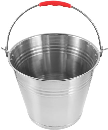 BESPORTBLE Futterbehälter für Bauernhof 10l Metalleimer aus Edelstahl Silber Multipurpose und Leicht zu Reinigen für Pferdefütterung und Fohlenpflege