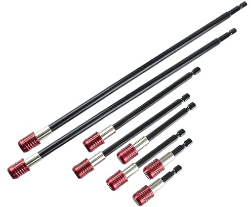 Set aus Bohrerverlängerungen mit vier Längen, die eine globale 1/4-Zoll Zaubervereinbarung für verschiedene Anwendungen bieten, von Reparaturen zu Hause bis hin zu komplexen Bohrstangen