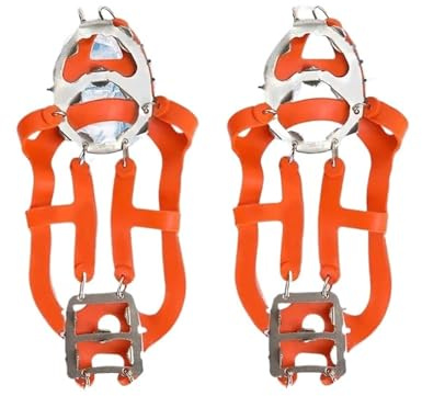 Grödel 18 teeth Steel Ice Gripper Spike för skor halkskydd klättring vandring snö spikar Crampons Cleats Grips Boots skydd för vintervandring (orange LEU 41–46)