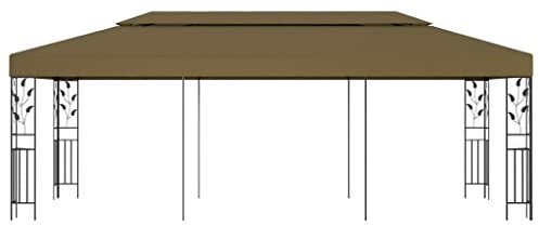 Tendone 6 x 3 m, colore: tortora 180 g/m² | Rivestimento in poliestere PA, acciaio verniciato a polvere, angoli rinforzati, dettagli floreali