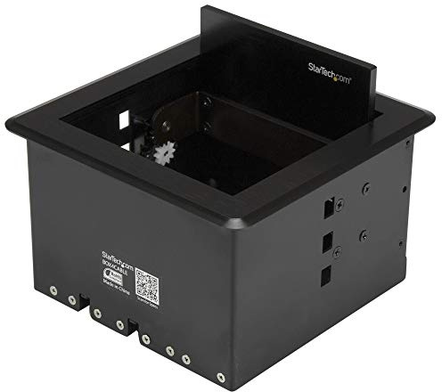 StarTech.com Kabelmanagement Box für Konferenztische - Konferenzraum AV - Konferenztisch Konnektivitätsbox, schwarz | Konnektivitätsbox, verdeckte Tischmontage, schlankes Design, versenkbare Blende