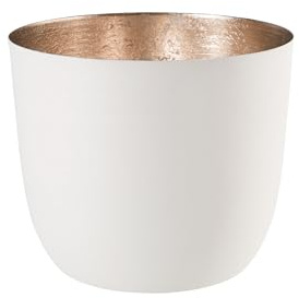 Gift Company 76741 Windlicht - Teelichthalter - Kerzenhalter - Madras weiß/Gold - M - Ø 10 cm Höhe 8,5 cm