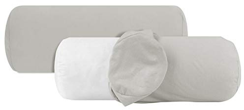 npluseins 2er-Pack Jersey Nackenrollen Baumwollbezug, 40 x 15 cm, Silber | Öko-Tex Standard 100, Reißverschluss, formstabil, strapazierfähig, angenehm weich, waschbar bis 60 °C