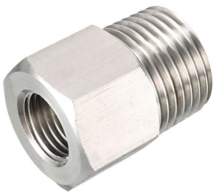 sourcing map Pipe Fitting Adapter 1/2 G Male to 1/4 G Female, Stainless Steel for Water Oil Air Pressure Gauge