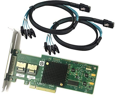 LSI 9200-8i PCI Express SAS Card, SAS2008 Controller, 8-Port SATA 6Gbs + 2X SAS Cables