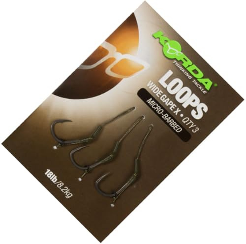 Korda Loop Rigs DF Wide Gape X, Karpfenvorfach, geflochtene Vorfachschnur, scharfe Micro-Widerhaken, hohe Knotentragkraft, sofort einsatzbereite Karpfenmontage