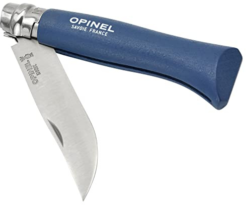 Opinel N° 08 Taschenmesser aus Buchenholz und Edelstahl in der Farbe Dunkelblau mit einer Klingenlänge von 8,5cm, 2545999