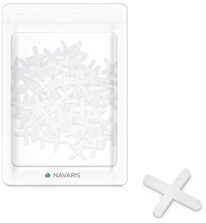 Navaris Distanziatori a Croce per Piastrelle - 100 Livellanti 3mm - 2/4 Mattonelle Spazio Fughe - Base Pavimentazioni Superfici Crocette Lunghe 3cm