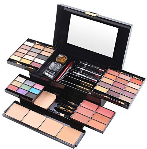 JasCherry 49 Couleurs Fard à Paupières de Maquillage Beauté Cosmétique Boîte de Stockage Organisateur Set avec Fard à joues Poudre Pressée et Brillant à lèvres #1