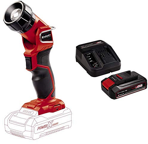 Einhell Lámpara de batería TC-CL 18 Li H Solo Power X-Change (Ion de litio, 18 V, 280 lm, LED de, cabezal giratorio, asa suave, batería 2.5 Ah y cargador rápido)