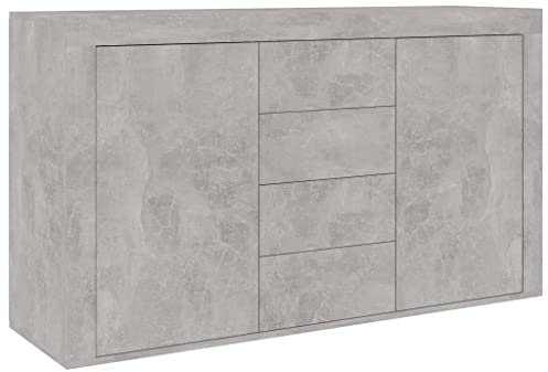 vidaXL Sideboard, Kommode mit viel Stauraum, Schrank mit 4 Schubladen 2 Türen, Mehrzweckschrank Anrichte für Wohnzimmer, Betongrau 120×36×69cm Holzwerkstoff