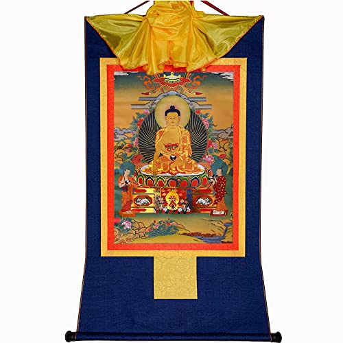 Gandhanra Thangka Tibetische Wandbehang,Shakyamuni Thangka,Heißgeprägter Buddha Wandteppich für Zen Wohnkultur, Meditation, Spirituelle Entspannung und Ruhe spirituellen Entspannung und Ruhe