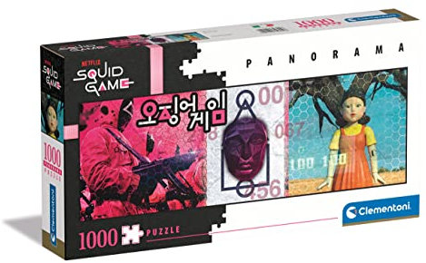 Clementoni - 39694 - Puzzle Panorama Squid Game - 1000 Teile Für Erwachsene Und Kinder Ab 10 Jahre, Geschicklichkeitsspiel Für Die Ganze Familie