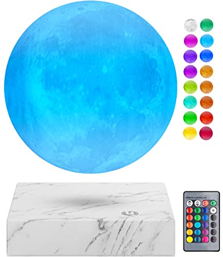 Lampada lunare magnetica galleggiante e rotante, lampade luminose 3D a levitazione, luci notturne lunari a 16 colori LED per la decorazione della stanza, regali cool per bambini, genitori, amici