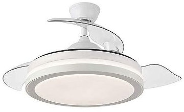 FABRILAMP ESPARTA MINI - Ventilador de Techo Retráctil | Motor DC Silencioso | Luz LED Integrada | 3 Tonalidades de Luz | 6 Velocidades | Mando a Distancia | Blanco, Metal