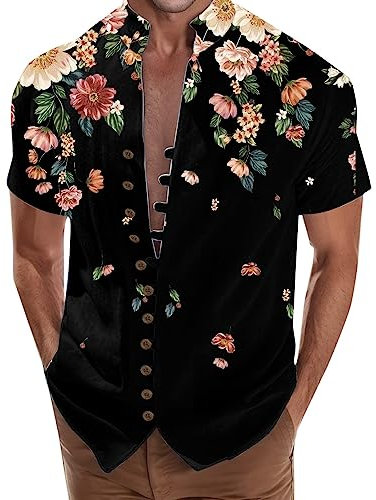 LAOSU Chemise Hawaïenne pour Homme Funky,Été Manches Courtes Chemise Pelle À Tarte,Chemise Bleu Electrique,Chemises Bleu Homme,Chemisier Zebre,Chemise Bleu Nuit Homme