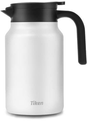 Tiken 1.5L Thermoskanne aus Doppelwandingem Edelstahl Isolierkanne Kaffeekanne mit Quick Tip Verschluss