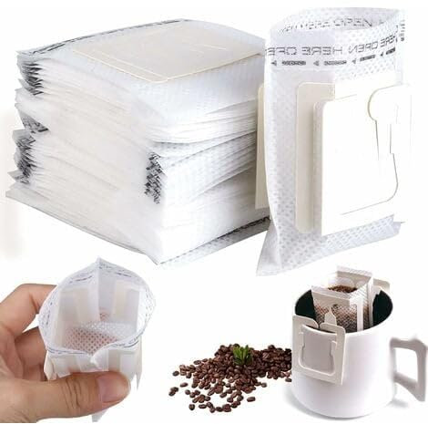 50 Disposable Coffee Filters, Drip Coffee Bag with Hanging Ear, Coffee Tea Drip Filter Bags, Portable Coffee Paper Filter for Most Cups, Travel, Camping, Home, Office