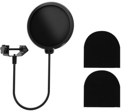 Mikrofon Popschutz,Mikrofon Pop Filter,Professional Mikrofon Pop Filter Mask,Pop Filter für Mikrofone,Popschutz Mikrofon Absorber Filter mit Stand Clip,Mit 360° Flexiblem Schwanenhals