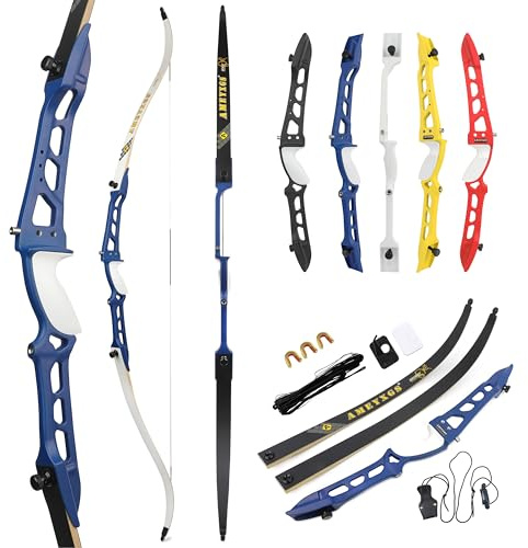 surwolf bågskytte recurve båge 66/68/70 tävling recurve båge för nybörjare 14-40LBS Takedown recurve båge Bågskytte båge och pil kit（blå båge,1#70-20lbs）
