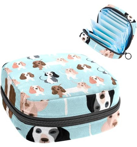 Perioden-Tasche, Aufbewahrungstasche für Damenbinden, Dackel, Hund und Knochen, Tampon-Tasche für Geldbörse