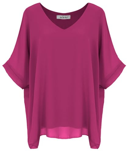 Van Der Rich ® - Blusa Holgado de Gasa con Cuello en V Forro Interior - Mujer