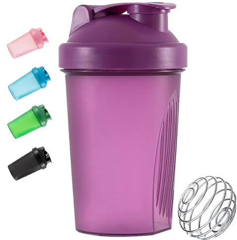 Toced Botella mezcladora de proteínas con mezcla de acero inoxidable, mini botella de agua para batidos de proteínas con tapa abatible a prueba de fugas, sin BPA, perfecta para botellas mezcladoras de