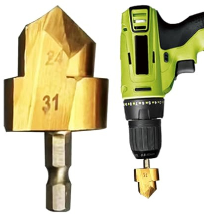 Taladro de contrafregadero, taladro de fresado | Escariador de conducto resistente para fresa: punta de cambio rápido con varilla hexagonal, herramienta de escariador eficiente para tuberías de agua