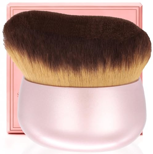 Extra Large Body Makeup Brush For Self Tanner, Leg Makeup &Bronzer Blend,75 mm Wide-headed Kabuki Brush Provides More Even &Pretty Application, Oval Face&Back Makeup Brush, Wet&Dry Use- Pink Rose Gold