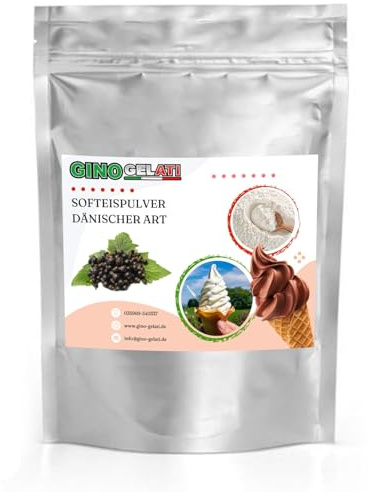 Gino Gelati Dänisches Softeis Pulver, fruchtiger Geschmack, verschiedene Geschmacksvarianten, schnell und einfach Zubereitet, Made in Germany, Eis selber machen (10 Kg, Schwarze Johannisbeere)