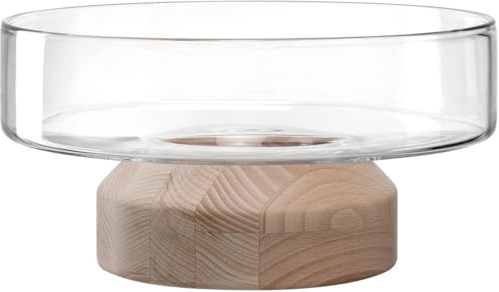 LEONARDO HOME Legno Schale, 1 Stück, Moderne Vase aus Glas und Holz, handgemacht, Zeitlose Schale, einzigartiges Kunstwerk, Elegantes Design mit langlebiger Freude,Höhe 13,4 cm, beige, 084752