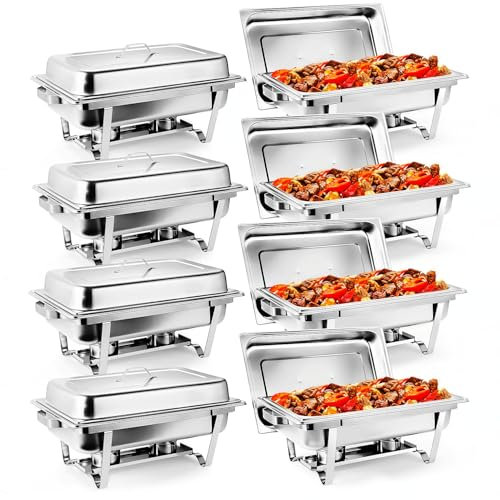 WTTTTW Chafing Dish per Buffet, Set di Chafing Dish in Acciaio Inox per Buffet, Vassoio scaldavivande da 8 QT per Buffet, scaldavivande per Feste, Compleanni, Feste di Natale, Eventi in Chiesa,8pcs
