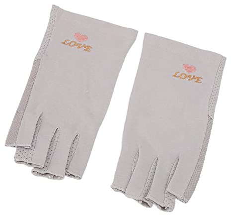 OUCRIY Guantes de manicura con protección UV, elásticos, transpirables, sin dedos, fibra de algodón, para salón de belleza en casa, color gris