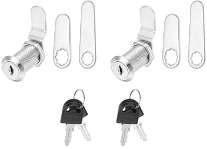 PATIKIL Lucchetti per Armadietti con Chiave, 2 Pezzi Sostituzione Serratura a Camma Cilindro per Cassetto RV Carrello di Stoccaggio Cassetta Postale, Argento