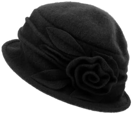 WRITWAA Vintage Cloche Hut Für Damen Aus Eleganter Winterhut Mit Blumenmuster Warme Und Bequeme Kopfbedeckung Für Kaltes Wetter Und Verschiedene Outfits