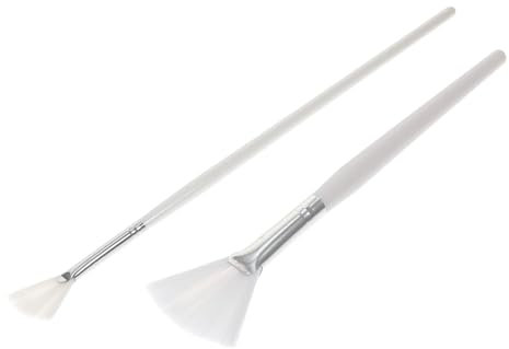 HAPINARY 2stücke Teiliges Beauty Face Brush Fächerförmige Maskenpinsel Mit Langem Holzgriff Und Kurzem Weißem Borstenkopf Hautfreundlich Leicht Zu Reinigen Langlebig Für Gesichts Körperpfle