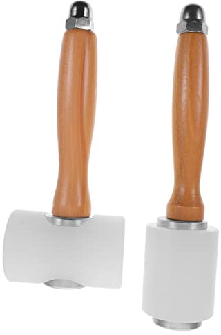 Homoyoyo 2 Stück Nylonhammer Möbelmontagehammer Boden werkzeug Hämmer zur Lederherstellung Holzhammer Holzbearbeitung Zubehör für Lederhandwerkshämmer Lederhammer selber machen hölzern Weiß