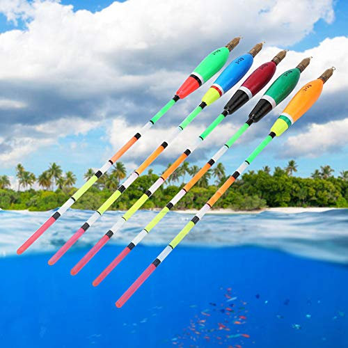 CHICIRIS Multiple Color Balsa Wood Fishing Bobber Boje Große Auftriebsangelungsausrüstung für Längere Lebensdauer [5pcs] [Zufällige Farbe] (3+2g)