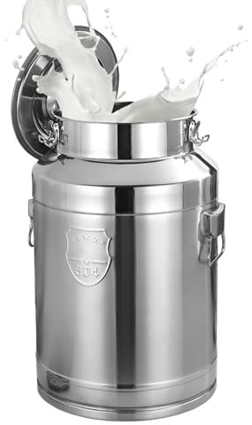 AIZYR Bidone del Latte con Coperchio Sigillato Secchio del Latte in Acciaio Inox 304, Brocca del Latte Contenitore per Alimenti per Latte, Vino, Olio, Riso, caffè,58L