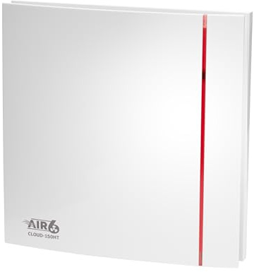 AIR 6 Cloud-150HT Silent Yet Powerful Bathroom Extractor Fan with Adjustable Humidity Sensor & Timer | Delivering 63.9l/s (230m3/hour) | Wall or Ceiling Mounted | White, IP45, for 6/150 mm ducting