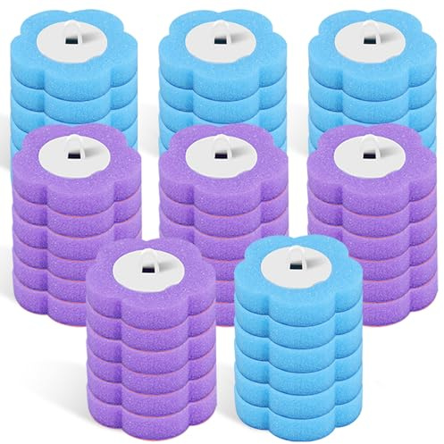 Escobilla de inodoro desechable con 48 cabezales de escobilla de inodoro, espuma de repuesto, de inodoro desechable con mango extendido, soporte para baño, bañera y suelo (48 cabezales de
