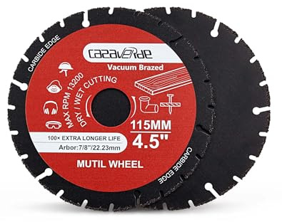 Casaverde 2 Pack 4.5/115mm Carbide Multi Wheel Cutting Disc Wheel for Wood Boards,Gypsum Boards,Fiberglass Board,Plastics