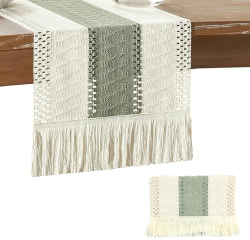 LINTRA Chemin de Table, 30 × 180 cm Chemin de Table Tissu, Style Bohème Napperon Rectangulaire, pour Les Vacances, Les Fêtes ou comme Décoration