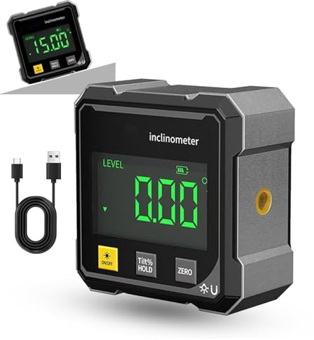 Luminis Precision X1 Wasserwaage, 4-seitiger magnetischer digitaler Winkelmesser, Digitaler Winkelmesser Neigungsmesser mit LCD Display, USB-C Wiederaufladbar, Für Holzarbeiten und Bauprojekte