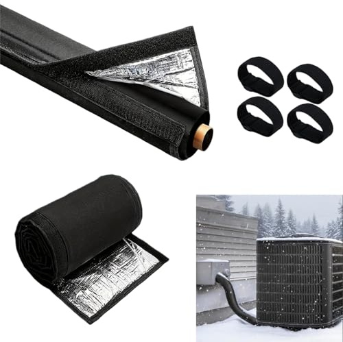 HVAC Copper Pipe Insulation Cover, 3-Layer 600D Oxford AC Line Sleeve with 4 Adjustable Straps, 72 x10.2 Outdoor Weatherproof Protector for Central Air Conditioning and Mini Split Systems
