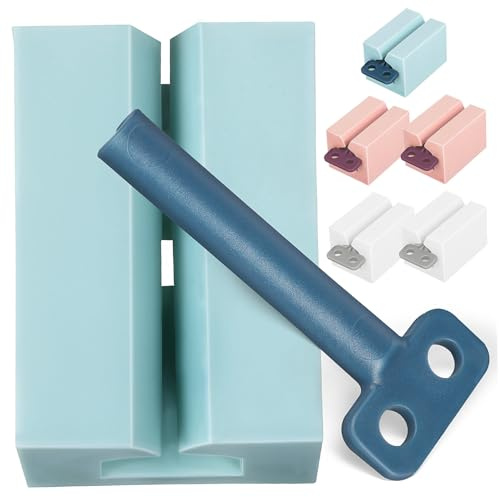COLLBATH 6 Pcs Toothpaste Dispenser with Rotating Handle Reusable PP Plastic Rolling Tube Squeezers for Bathroom Dosage Control Toothpaste Squeezer Stand in Pink White and Light Blue