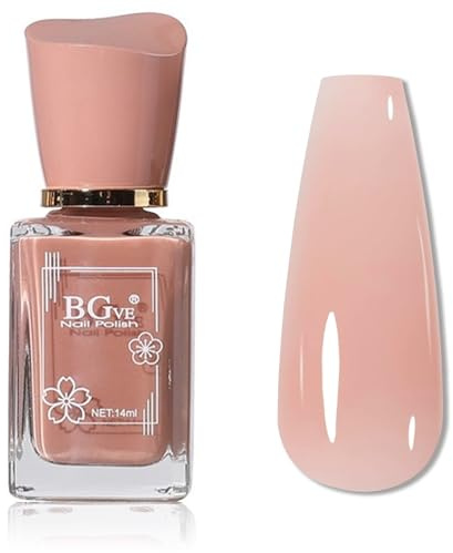 MEITREND Nude Pink Nail Polish - Sheer Jelly Nail Varnish - 60 Seconds Quick Dry - Translucent Nail Polish - Natural Gloss, Breathable, Long Lasting for Women Girls DIY Manicure