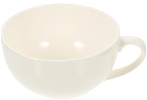 DIYEAH Bols Petit Déjeuner Tasse à Petit-déjeuner Multifonction en Céramique Blanche, Grosse Tasse à Déjeuner Simple et Élégante, Facile à Nettoyer pour Lait et Céréales