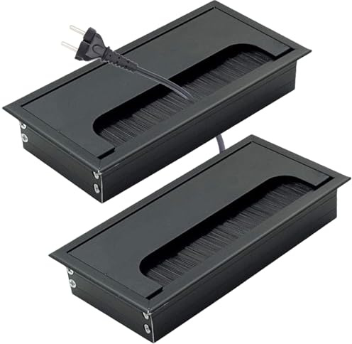 2 Ojales de Escritorio, pasacables rectangulares con Ojales de Metal, Cubierta de Agujero de Escritorio de aleación de Aluminio de 6 x 3 Pulgadas para Equipos de Oficina, Altavoces de computadora