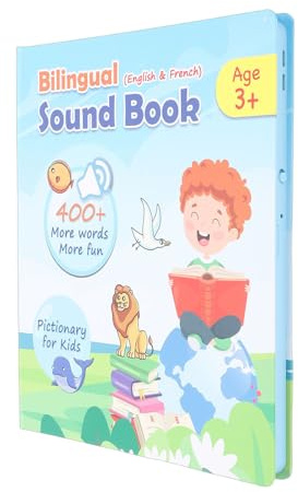 GEERYZHE Livre Sonore Bilingue Français Anglais pour Enfants âgés de 3 à 8 Ans – Livre d'apprentissage Parlant Interactif avec Contenu éducatif Engageant, Jouet de Développement de la Petite